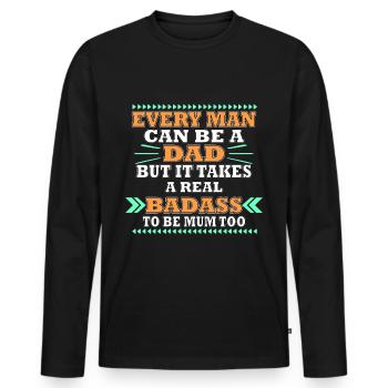 Single father saying - Men's Premium Organic Long Sleeve Shirt - black - Front - Nico (187cm)