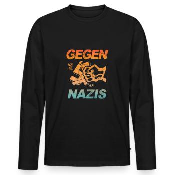 Contre les Nazis - FCK NZS - Contre la droite - Vintage - T-shirt manches longues Premium bio Homme - noir - Devant - Nico (187cm)