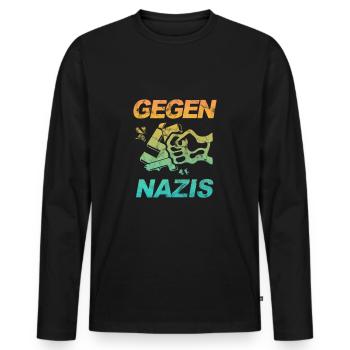 Contre les Nazis - FCK NZS - Contre la droite - Vintage - T-shirt manches longues Premium bio Homme - noir - Devant - Nico (187cm)