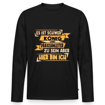 König und Praxisanleiter - Männer Premium Bio Langarmshirt - Schwarz - Vorne - Nico (187cm)