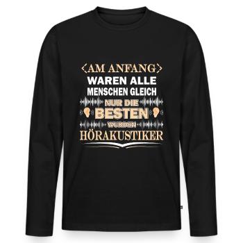 Hörakustiker - Männer Premium Bio Langarmshirt - Schwarz - Vorne - Nico (187cm)