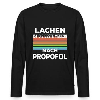 Anästhesie propofol lustiger Spruch - Männer Premium Bio Langarmshirt - Schwarz - Vorne - Nico (187cm)