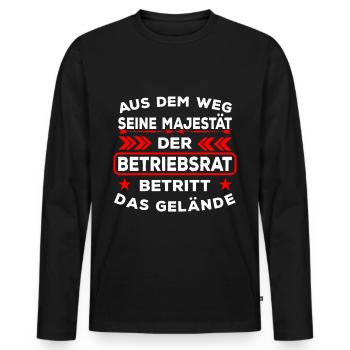 Seine Majestät der Betriebsrat - Männer Premium Bio Langarmshirt - Schwarz - Vorne - Nico (187cm)