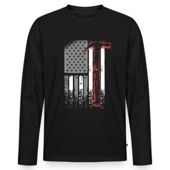 Menuisier menuisier menuisier - T-shirt manches longues Premium bio Homme - noir - Devant - Nico (187cm)