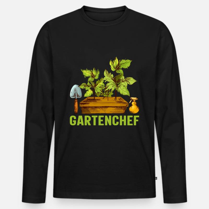 Gartenchef - Männer Premium Bio Langarmshirt - Schwarz