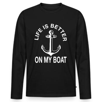 Boat Sailing Sailor Captain Skipper Gifts Idea - Men's Premium Organic Long Sleeve Shirt - black - Front - Nico (187cm)