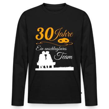30 Jahre Perlenhochzeit 30.Hochzeitstag - Männer Premium Bio Langarmshirt - Schwarz - Vorne - Nico (187cm)