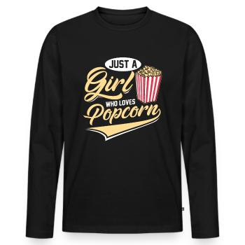 Popcorn - Männer Premium Bio Langarmshirt - Schwarz - Vorne - Nico (187cm)