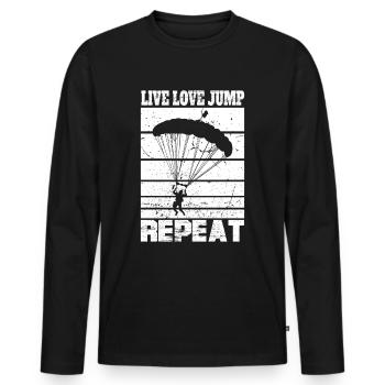 Parachutists Parachute Jump Parachute - Men's Premium Organic Long Sleeve Shirt - black - Front - Nico (187cm)