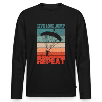 Parachutists Parachute Jump Parachute - Men's Premium Organic Long Sleeve Shirt - black - Front - Nico (187cm)