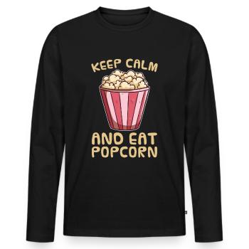 Popcorn - Männer Premium Bio Langarmshirt - Schwarz - Vorne - Nico (187cm)