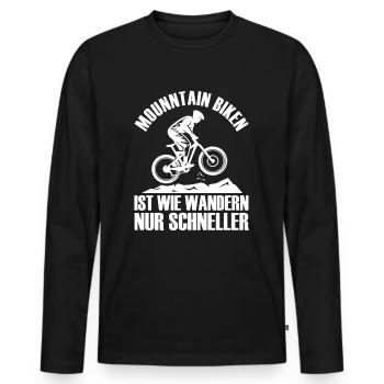 MTB Mountainbike - Männer Premium Bio Langarmshirt - Schwarz - Vorne - Nico (187cm)