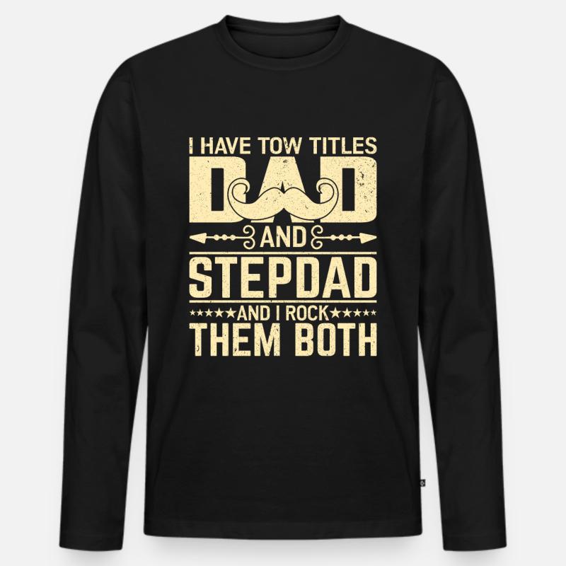 Dad Stepdad - Männer Premium Bio Langarmshirt - Schwarz