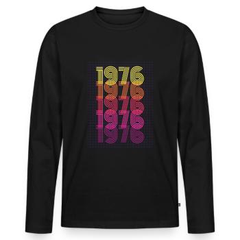 1976 Rétro cadeau d’anniversaire vintage - T-shirt manches longues Premium bio Homme - noir - Devant - Nico (187cm)