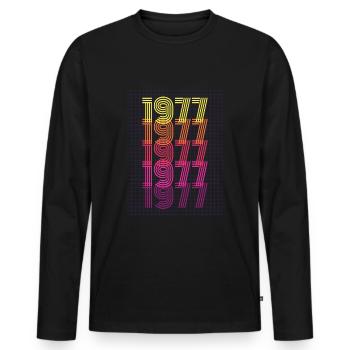 1977 Retro Vintage Birthday Gift - Men's Premium Organic Long Sleeve Shirt - black - Front - Nico (187cm)