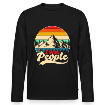 I Hate People - T-shirt manches longues Premium bio Homme - noir - Devant - Nico (187cm)