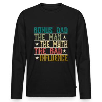 Bonus papa - T-shirt manches longues Premium bio Homme - noir - Devant - Nico (187cm)