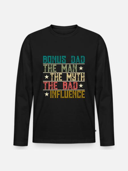 Bonus Dad - Männer Premium Bio Langarmshirt - Schwarz