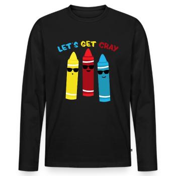 Crayons de cire Crayons à la craie Peinture - T-shirt manches longues Premium bio Homme - noir - Devant - Nico (187cm)