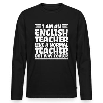 Englisch Lehrer - Männer Premium Bio Langarmshirt - Schwarz - Vorne - Nico (187cm)