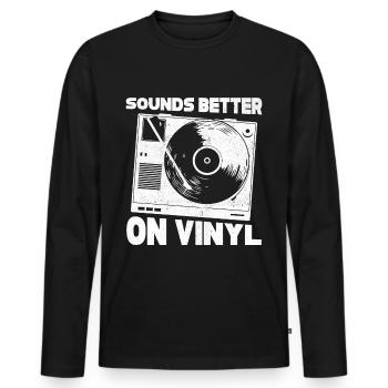 Disque vinyle LP Collectionneur de disques - T-shirt manches longues Premium bio Homme - noir - Devant - Nico (187cm)