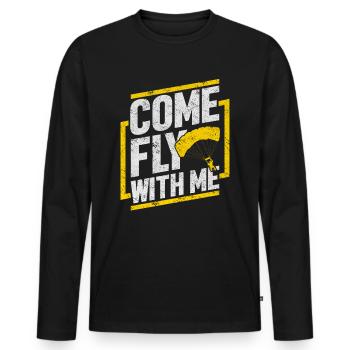 Skydiving Skydiving Sky Diving - Men's Premium Organic Long Sleeve Shirt - black - Front - Nico (187cm)