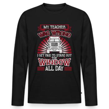 Camion routier camion routier - T-shirt manches longues Premium bio Homme - noir - Devant - Nico (187cm)