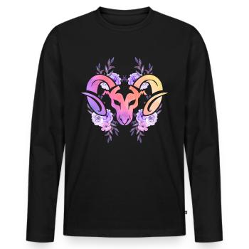 Bélier Signe astrologique Horoscope Astrologie - T-shirt manches longues Premium bio Homme - noir - Devant - Nico (187cm)