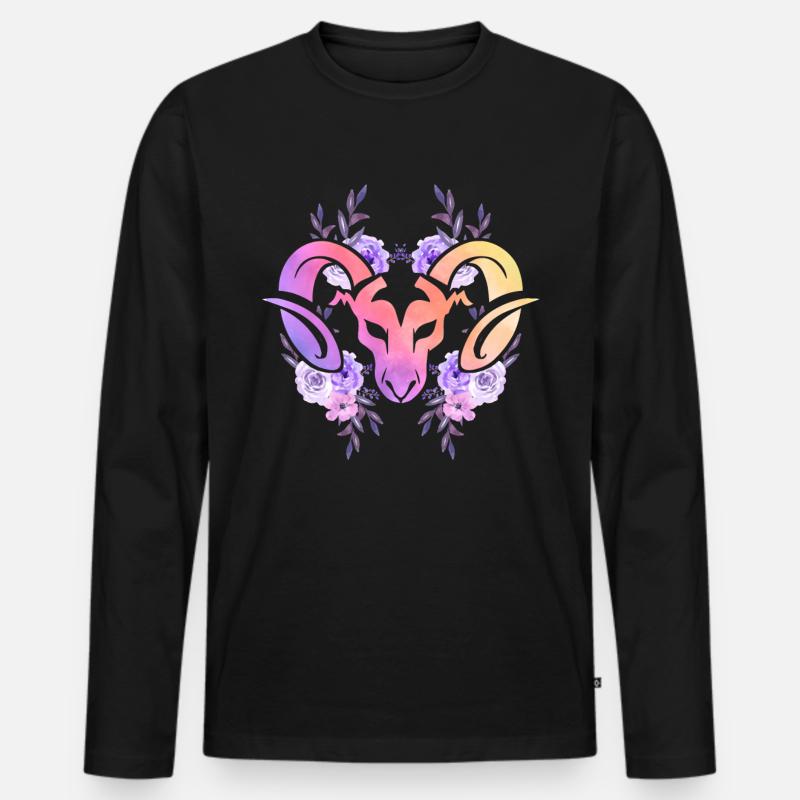 Widder Sternzeichen Horoskop Astrologie - Männer Premium Bio Langarmshirt - Schwarz