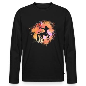 Sagittaire Signe astrologique Horoscope Astrologie - T-shirt manches longues Premium bio Homme - noir - Devant - Nico (187cm)