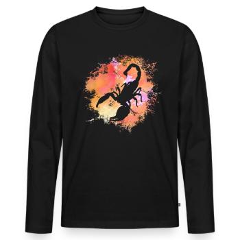 Scorpion Signe astrologique Horoscope Astrologie - T-shirt manches longues Premium bio Homme - noir - Devant - Nico (187cm)