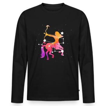 Sagittaire Signe astrologique Horoscope Astrologie - T-shirt manches longues Premium bio Homme - noir - Devant - Nico (187cm)