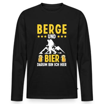 Wandern Trekking Wanderer - Männer Premium Bio Langarmshirt - Schwarz - Vorne - Nico (187cm)