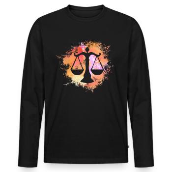 Waage Signe astrologique Horoscope Astrologie - T-shirt manches longues Premium bio Homme - noir - Devant - Nico (187cm)