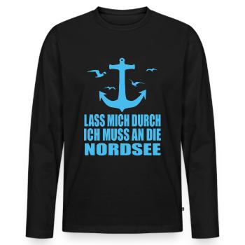 Wattenmeer Ebbe Flut Nordsee Büsum Küste Strand - Männer Premium Bio Langarmshirt - Schwarz - Vorne - Nico (187cm)