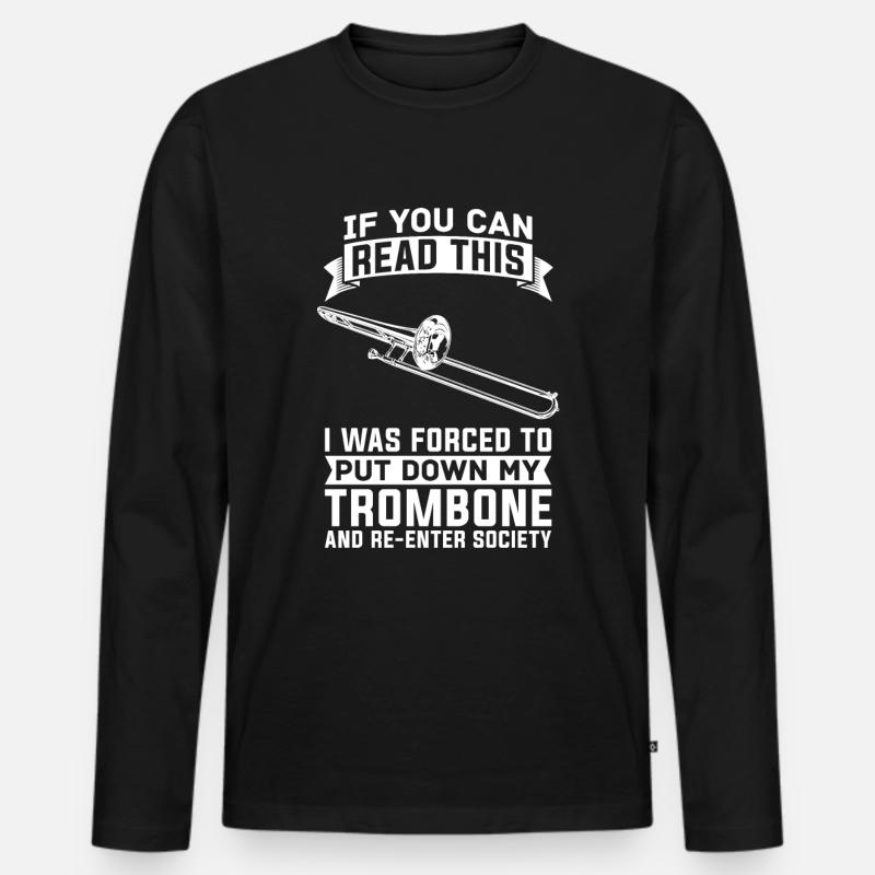 Posaune - Männer Premium Bio Langarmshirt - Schwarz