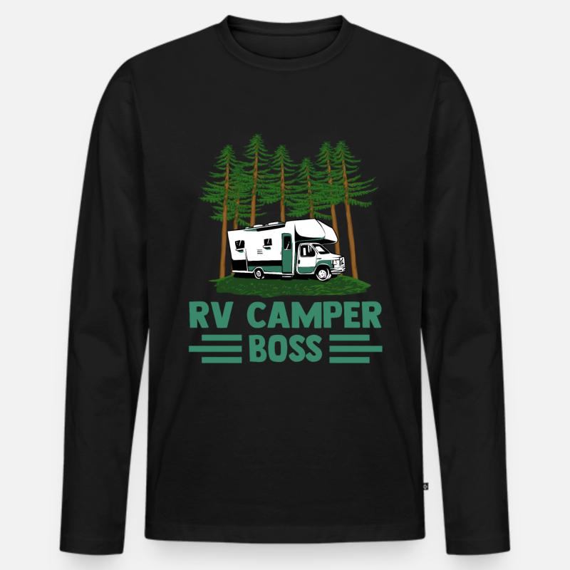 Wohnwagen Wohnmobil Caravan Camper - Männer Premium Bio Langarmshirt - Schwarz