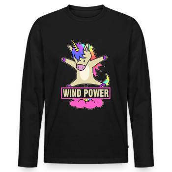 Wind Power - Unicorn - Männer Premium Bio Langarmshirt - Schwarz - Vorne - Nico (187cm)