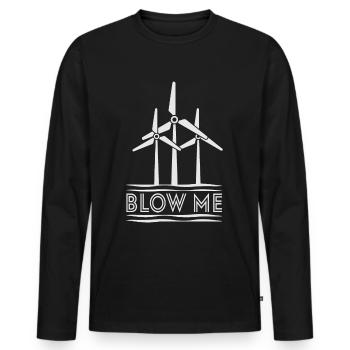 Wind Power - Blow Me - Men's Premium Organic Long Sleeve Shirt - black - Front - Nico (187cm)
