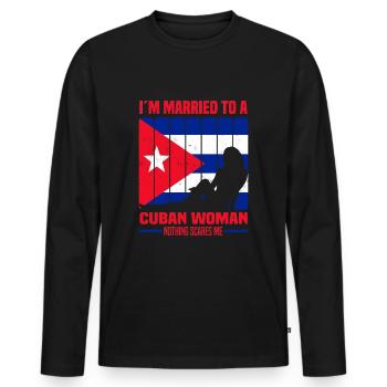 Cuba - Men's Premium Organic Long Sleeve Shirt - black - Front - Nico (187cm)