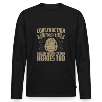 Couvreur - T-shirt manches longues Premium bio Homme - noir - Devant - Nico (187cm)
