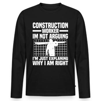 Ouvrier du bâtiment - T-shirt manches longues Premium bio Homme - noir - Devant - Nico (187cm)