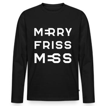 MERRY FRISS MES – Fröhliches Durcheinander - Männer Premium Bio Langarmshirt - Schwarz - Vorne - Nico (187cm)