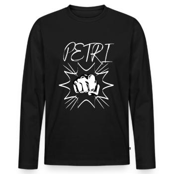 Petri Angler Pêche Petri Heil Angler Fist Bump - T-shirt manches longues Premium bio Homme - noir - Devant - Nico (187cm)
