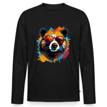 Aquarelle Panda Lunettes de soleil Panda Bear - T-shirt manches longues Premium bio Homme - noir - Devant - Nico (187cm)