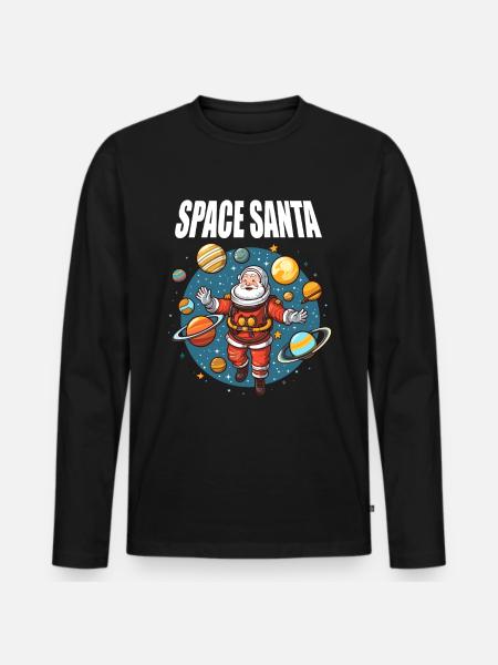 Babbo Natale nello spazio augura Buon Natale - Maglia a manica lunga ecologica premium da uomo - nero