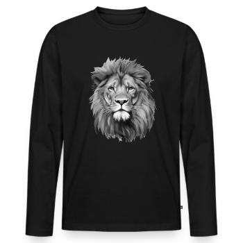 Un portrait du lion du Lion Lion - T-shirt manches longues Premium bio Homme - noir - Devant - Nico (187cm)