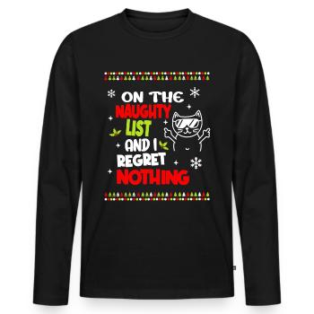 Freche Katze Weihnachten lustig Weihnachtsoutfit - Männer Premium Bio Langarmshirt - Schwarz - Vorne - Nico (187cm)