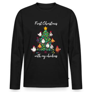 Weihnachten mit Hühner Hühnerbesitzer Hühnerstall - Männer Premium Bio Langarmshirt - Schwarz - Vorne - Nico (187cm)
