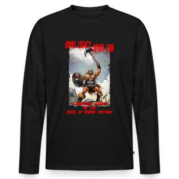 Odins Legacy his Son Forced in Fires of Destiny - Men's Premium Organic Long Sleeve Shirt - black - Front - Nico (187cm)